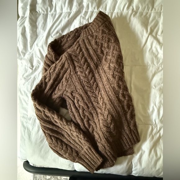 Sezane Andina Cardigan Chunky Cable Knit Brown Sweater NWOT - Picture 13 of 15